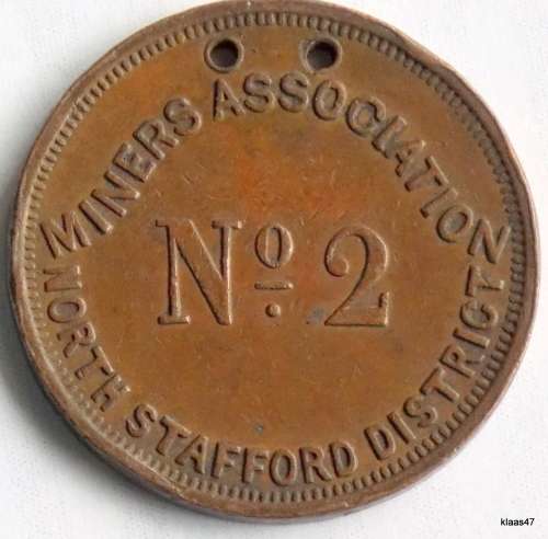 Miners Association of North Staffordshire District no 2 TOKEN
