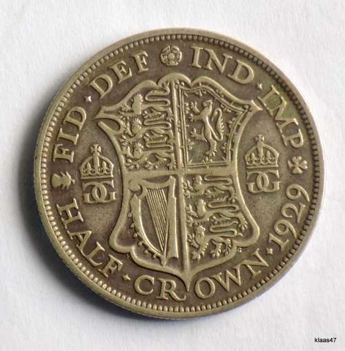 1929 Great Britain Half 1/2 Crown Silver Coin