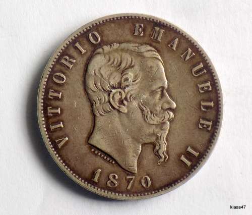 1870  ITALIAN 5 LIRE VITTORIO EMANUEL II