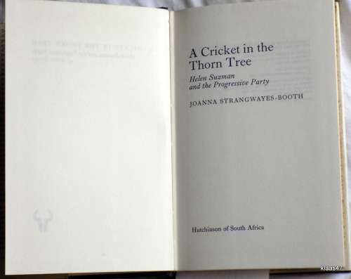 A Cricket In The Thorn Tree - Joanna Strangwayes-Booth - Hardcover