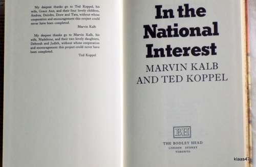 In The National Interest - Marvin Kalb & Ted Koppel - Hardcover