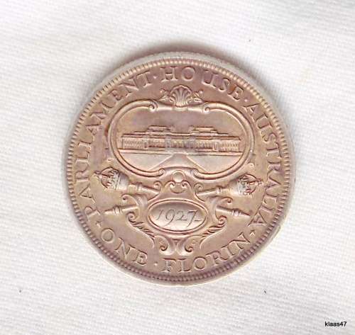 Australia - George V - 1927 - 1 Florin - Parliament House - Silver