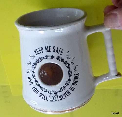VINTAGE PRINCE WILLIAM MUG with 1/2d MOULDED INTO FRONT