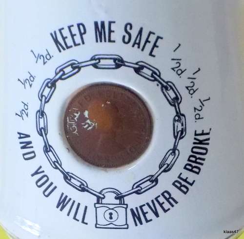 VINTAGE PRINCE WILLIAM MUG with 1/2d MOULDED INTO FRONT