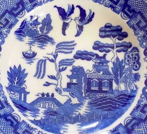 BLUE AND WHITE - MADE IN OCCUPIED JAPAN -SOUP PLATE