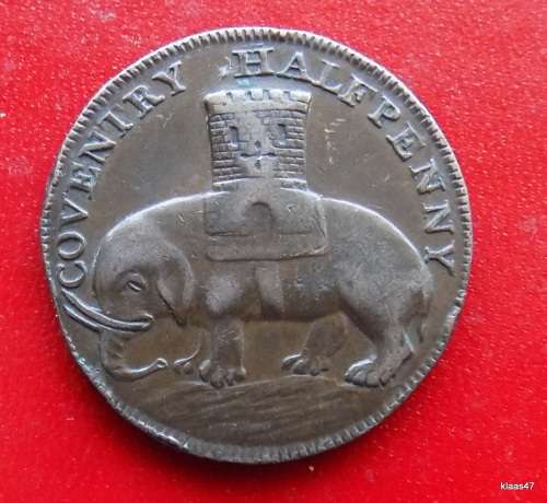1792 Coventry Halfpenny Token  Elephant Castle Warwickshire