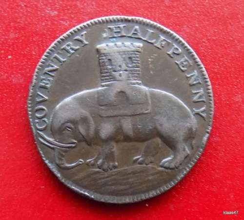 1792 Coventry Halfpenny Token  Elephant Castle Warwickshire