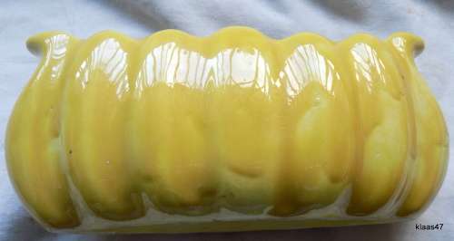 LUCIA WARE : YELLOW VASE : 16.5cm Long - 5.5cm Across (Wire in to hold flowers)