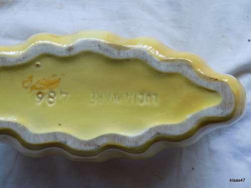 LUCIA WARE : YELLOW VASE : 16.5cm Long - 5.5cm Across (Wire in to hold flowers)