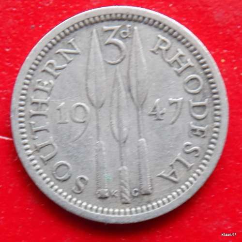 1947 3 d SOUTHERN RHODESIA THREEPENCE /