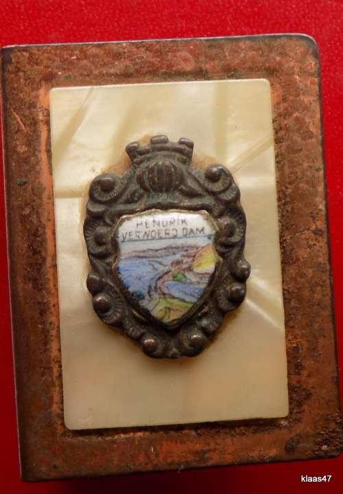 Matchbox Cover - Copper plate, mother of pearl and Hendrik Verwoerd Dam Crest