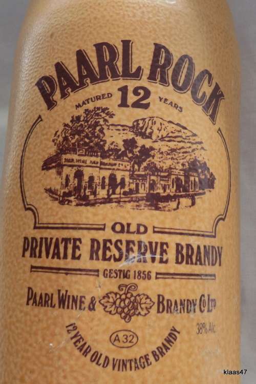 PAARL ROCK - 12 YEARS - Private Reserve Brandy - EMPTY BOTTLE -  24cm High