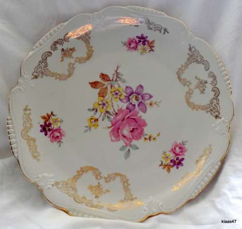 LARGE SERVING PLATTER - FLORAL DESIGN -  - NO MAKERS MARK