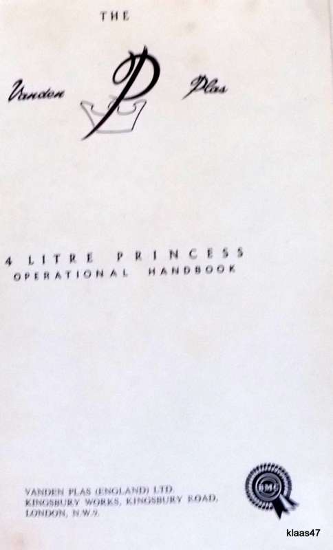 The Vanden Plas -4 Litre Princess Operational Handbook Hardcover