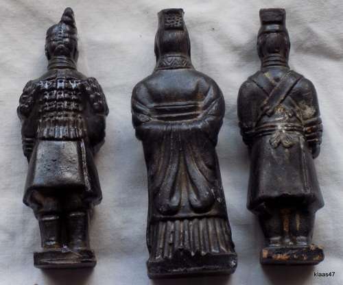THREE CHINESE TERRACOTTA ARMY REPLICA INFANTRY FIGURINES - Tallest 12cm High
