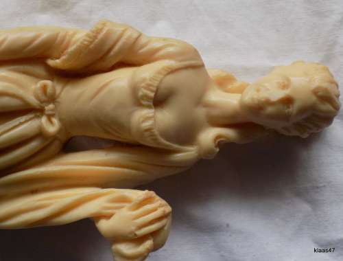 Victorian Lady - Signed A Santini - 31cm high on a 10.7x11 stand (PLEASE NOTE HER NOSE IS DAMAGED)