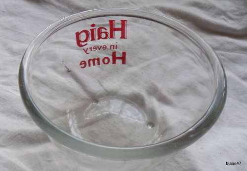 Vintage- JAJ Pyrex- Promotional Glass Mixing Bowl- Haig in every Home