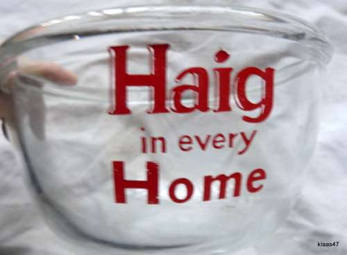 Vintage- JAJ Pyrex- Promotional Glass Mixing Bowl- Haig in every Home