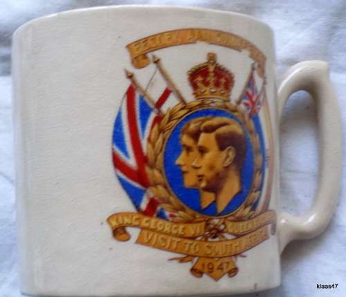 Commemorative Mug 1947 Visit to South Africa/Besoek aan SuidAfrika King George VI & Queen Elizabeth