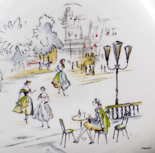 Hutschenreuter Bavaria Street scene triangular shape plate