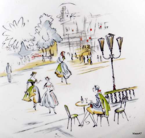 Hutschenreuter Bavaria Street scene triangular shape plate
