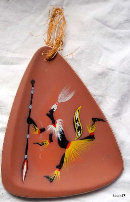 Hand Painted Triangular Shaped Pottery Wall Hanging