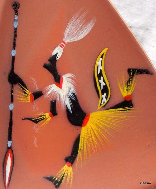 Hand Painted Triangular Shaped Pottery Wall Hanging
