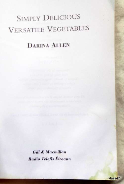 Simply Delicious  Versatile Vegetables - Darina Allen PAPERBACK  1994