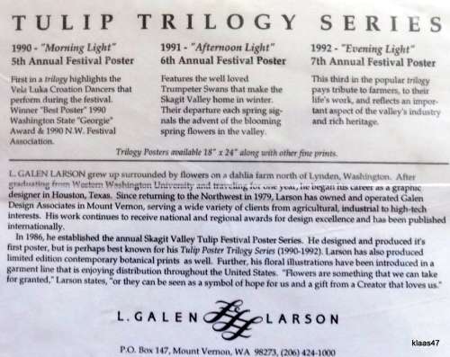 Tulip Trilogy Series 3 Prints Mounted Not Framed Signed L Galen Larson
