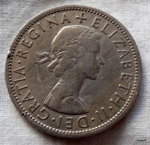 1957 Half Crown British (Damage  - rim nicks)