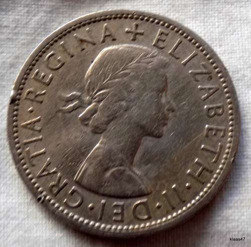 1957 Half Crown British (Damage  - rim nicks)