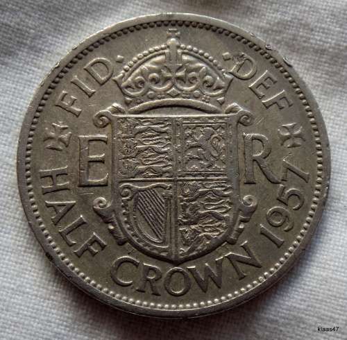 1957 Half Crown British (Damage  - rim nicks)