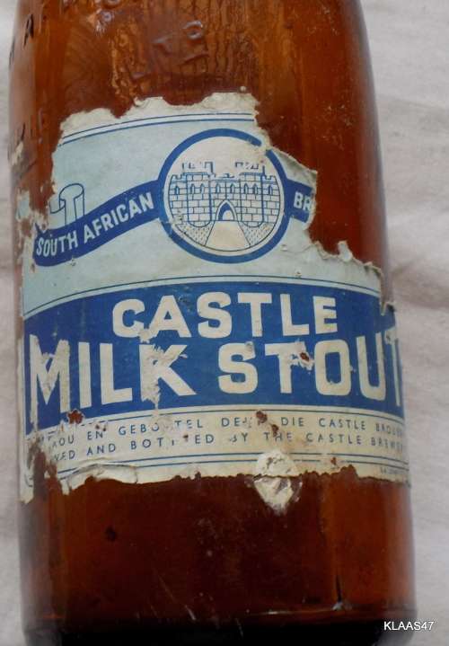 VINTAGE - SOUTH AFRICAN BREWERIES - EMPTY BOTTLE - PAPER CASTLE MILK STOUT LABEL