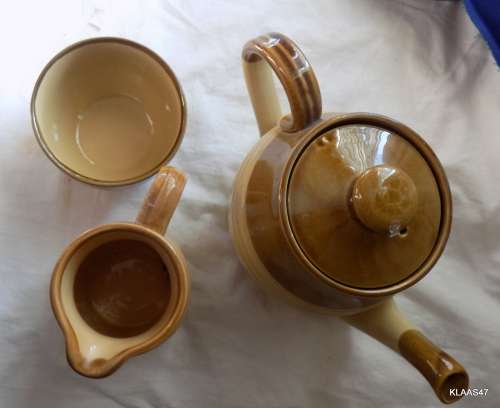 3 PIECE GRANVILLE TEA SET by TG GREEN LTD Church Gresley comprising Tea Pot, Jug And Bowl