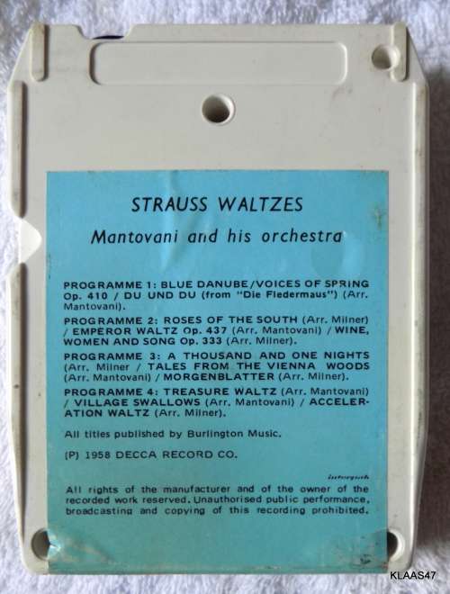 8 TRACK - STRAUSS WALTZES - MANTOVANI AND HIS ORCHESTRA