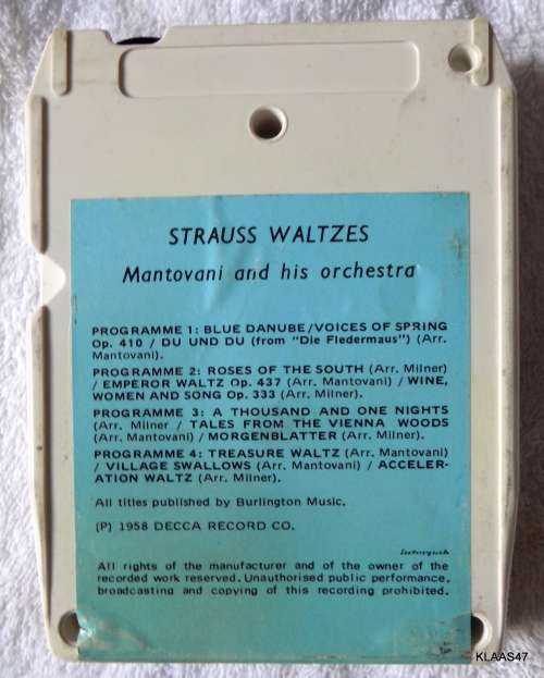 8 TRACK - STRAUSS WALTZES - MANTOVANI AND HIS ORCHESTRA