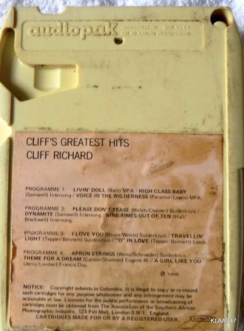 8 TRACK - CLIFF RICHARDS  - CLIFF`S GREATEST HITS