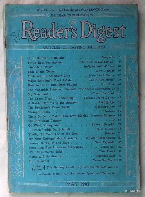 Reader`s Digeat Magazine  May  1941