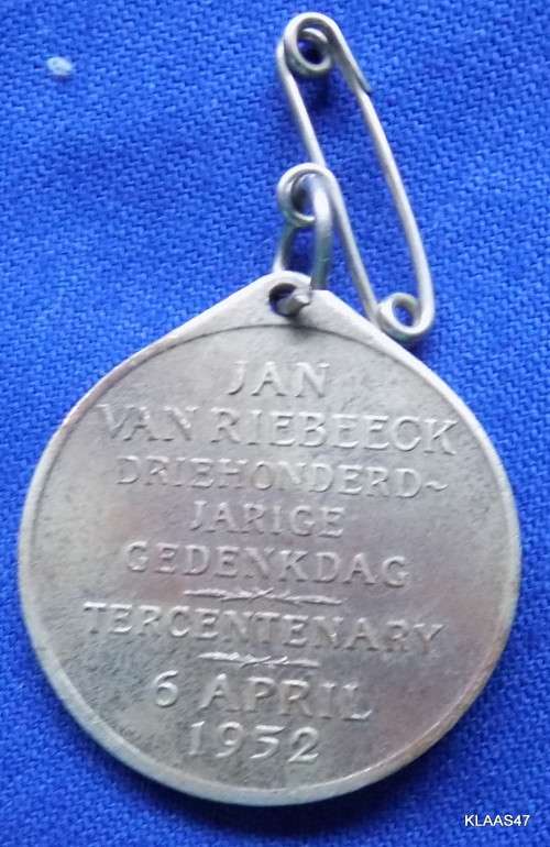 Jan Van Riebeeck Driehonderedjarige Gedenkdag - 6 April 1952 - medallion,