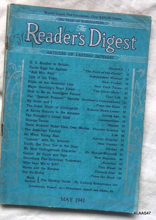 Reader`s Digeat Magazine  May  1941