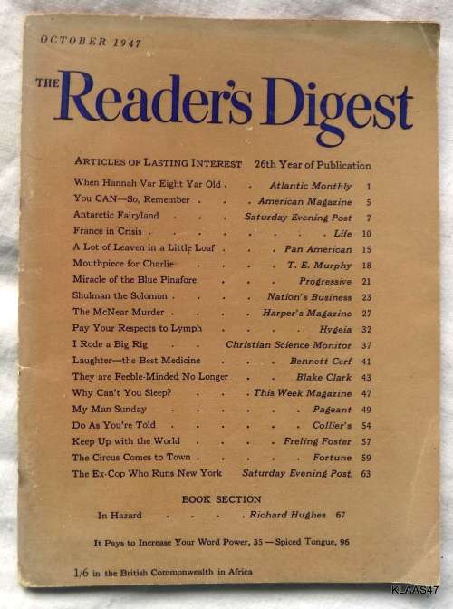 The Reader`s Digest October 1947