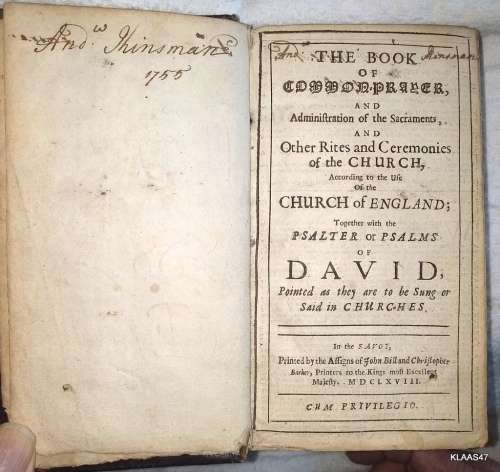 1668 - The Book of Common Prayer and Administration of the Sacraments and other Rites and Ceremonies