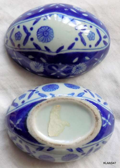 Blue and White - Oval Trinket Box