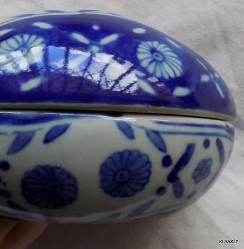 Blue and White - Oval Trinket Box