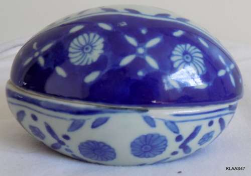 Blue and White - Oval Trinket Box