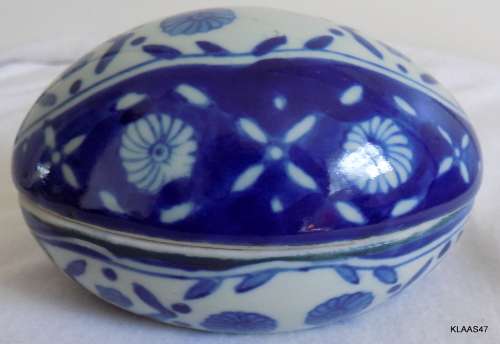 Blue and White - Oval Trinket Box