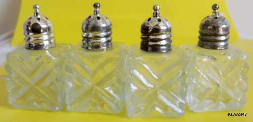 VINTAGE - INDIVIDUAL GLASS SALT SHAKERS - SMALL - SET OF 4 -