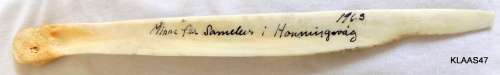 Vintage 1963 Norwegian Scrimshaw Bone Letter Opener Reindeer Nordkapp : Minne fra Samelus:Honnigsvag