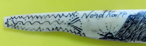 Vintage 1963 Norwegian Scrimshaw Bone Letter Opener Reindeer Nordkapp : Minne fra Samelus:Honnigsvag