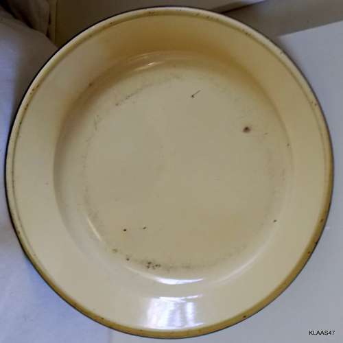 Vintage Enamel Plate Cream with Green edge